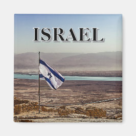 Masada-Blick mit israelischer Flagge Magnet
