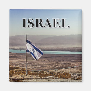 Masada-Blick mit israelischer Flagge Magnet