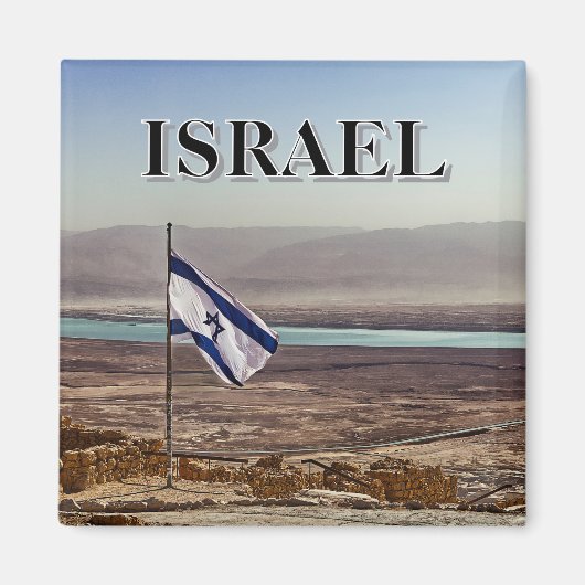 Masada-Blick mit israelischer Flagge Magnet (Vorne)