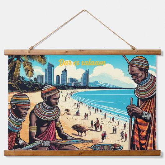 Masai Trades men Tapestry Wandteppich Mit Holzrahmen (Vorne)