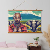 MASAI WALL HANGING TAPESTRY WANDTEPPICH MIT HOLZRAHMEN (Schlafzimmer)