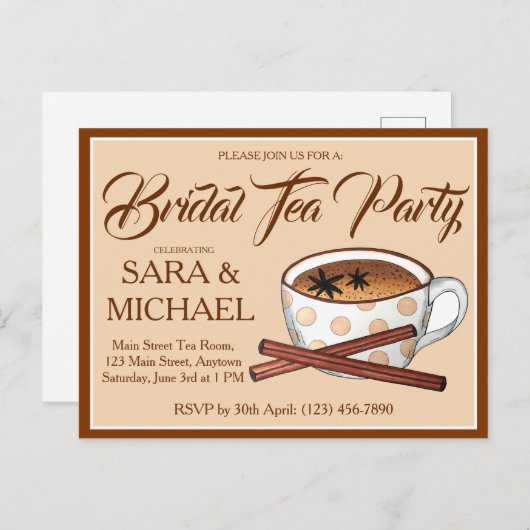 Masala Chai Bridal Polterabend Teacup Party Einladungspostkarte (Vorne/Hinten)