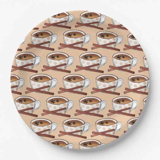 Masala Chai Teacup Indian Spiced Black Tee Cuppa Pappteller (Vorderseite)
