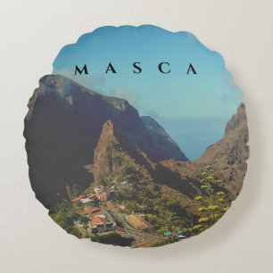 Masca in Spanien - mit zwei unterschiedlichen Seit Rundes Kissen