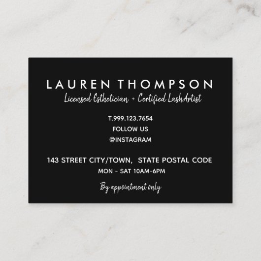 Mascara Wand Lash Extension Business card Visitenkarte (Rückseite)