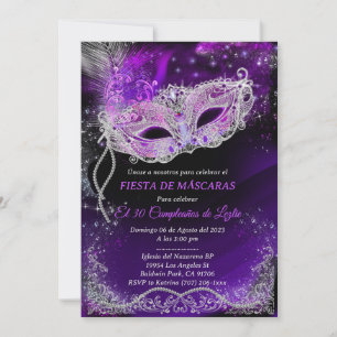 Mascarada de cumpleaños personalizada en negro einladung