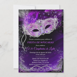 Mascarada de cumpleaños personalizada en negro einladung
