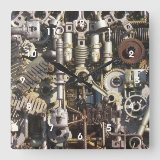 Maschinen für Dampfmaschinen Quadratische Wanduhr (Vorderseite)