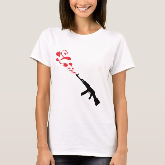 Maschinen-Gewehr-Lieberot T-Shirt (Vorderseite)