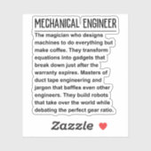 Maschinenbauingenieur Aufkleber (Blatt)