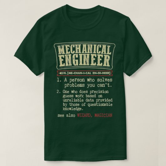 Maschinenbauingenieur - Funny Dictionary Definitio T-Shirt (Design vorne)