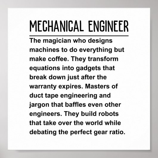 Maschinenbauingenieur Poster (Vorne)