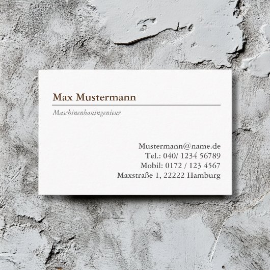 Maschinenbauingenieur Visitenkarte