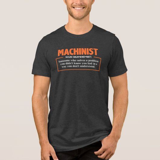 Maschinendefinition Orangefarbene weiße Typografie Tri-Blend Shirt (Vorderseite)