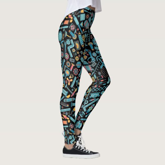 Maschinenelemente Nahtloses Muster Leggings (Rechts)