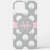 Maschinenhälftenseashells-Monogramm lt-Gray | rosa Case-Mate iPhone Hülle (Rückseite)
