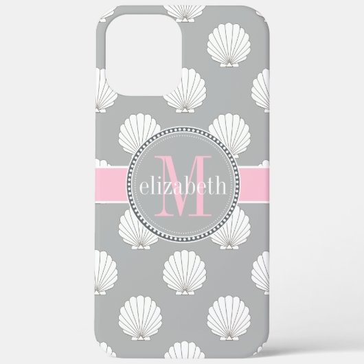 Maschinenhälftenseashells-Monogramm lt-Gray | rosa Case-Mate iPhone Hülle (Rückseite)