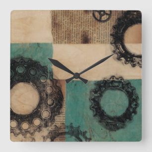Maschinerie II Quadratische Wanduhr