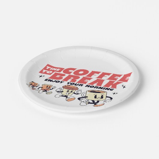 Mascot-Kaffee - Zeit zum Kaffeepause Pappteller (Schrägansicht)