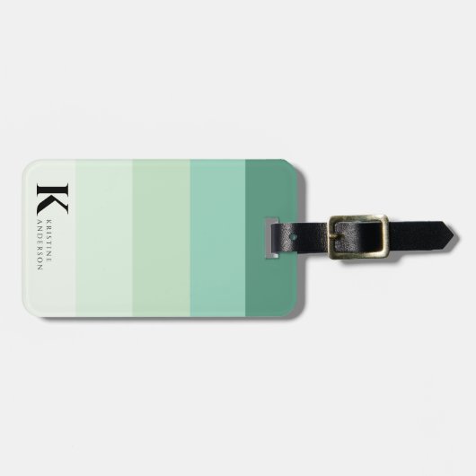 Masculine Aquamarin Green Ombre Classic Monogram Gepäckanhänger (Vorderseite horizontal)