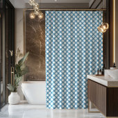 Masculine Bath Curtain Blue Plaid Gift Idea Duschvorhang