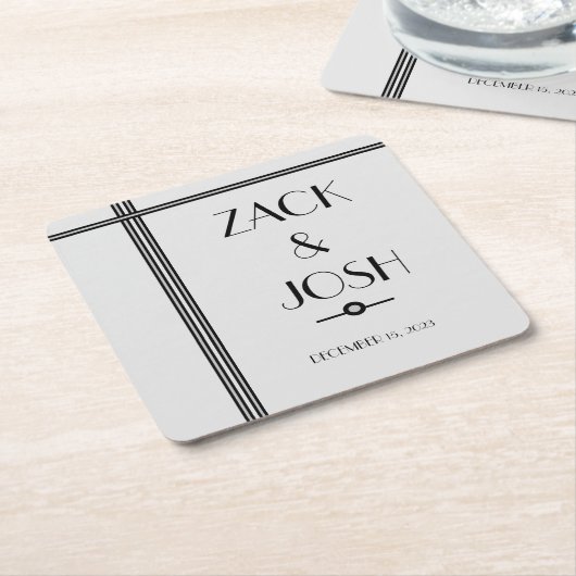 Masculine Black and Gray WEDING Rechteckiger Pappuntersetzer (angewinkelt)