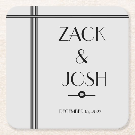 Masculine Black and Gray WEDING Rechteckiger Pappuntersetzer (Vorderseite)