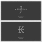 Masculine Black and White Initial + Name Monogram Aufkleber (Vorderseite)