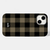Masculine Black Brown Buffalo Kariert Name Initial Case-Mate iPhone Hülle (Rückseite (Horizontal))