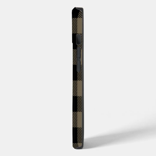 Masculine Black Brown Buffalo Kariert Name Initial Case-Mate iPhone Hülle (Rückseite / Links)