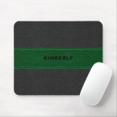 Masculine Black & Green Leather Mousepad (Mit Mouse)