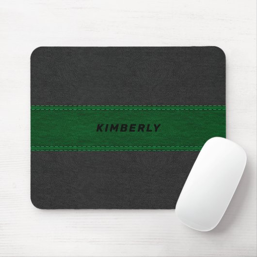 Masculine Black & Green Leather Mousepad (Mit Mouse)