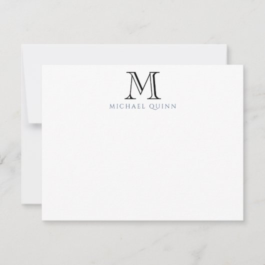 Masculine Black Initials Name Monogram Note Card Mitteilungskarte (Vorderseite)