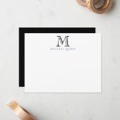 Masculine Black Initials Name Monogram Note Card Mitteilungskarte (Vorderseite/Rückseite Beispiel)