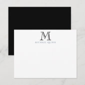 Masculine Black Initials Name Monogram Note Card Mitteilungskarte (Vorne/Hinten)
