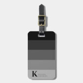 Masculine Black Ombre Gray Classic Monogram Gepäckanhänger (Vorderseite vertikal)