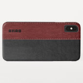 Masculine Black & Red Imitate Leather Case-Mate iPhone Hülle (Rückseite (Horizontal))
