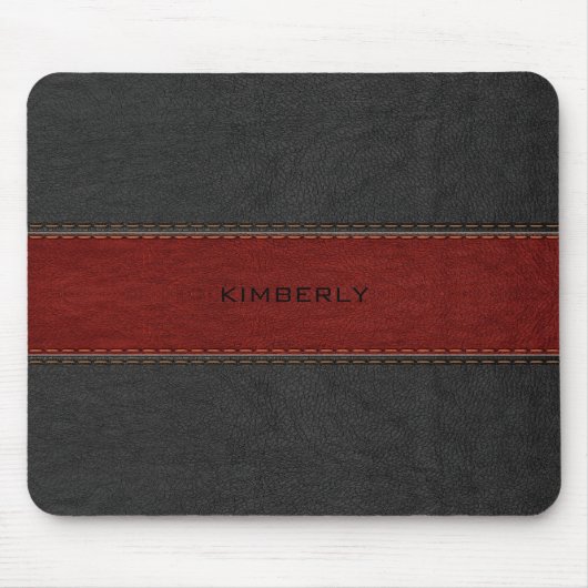 Masculine Black & Red Leather Mousepad (Vorne)
