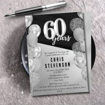 Masculine Black Silver Balloons 60. Geburtstag