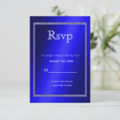 Masculine Blue & Glitzer Rahmen 50. Geburtstag RSVP Karte (Stehend Vorderseite)