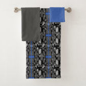 Masculine Blue Gray Geometric Bath Set (Insitu)