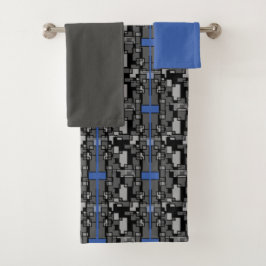 Masculine Blue Gray Geometric Bath Set