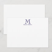 Masculine Blue Initial Monogram und Name Flat Note (Vorne/Hinten)