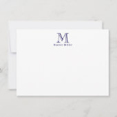 Masculine Blue Initial Monogram und Name Flat Note (Vorderseite)
