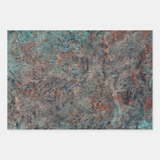 Masculine Boho Turquoise Patina Wrapping Paper She Geschenkpapier Set (Vorderseite 3)