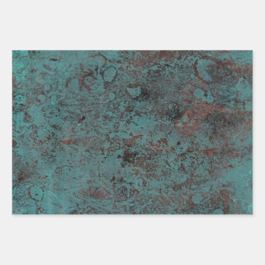 Masculine Boho Turquoise Patina Wrapping Paper She Geschenkpapier Set (Vorderseite 2)
