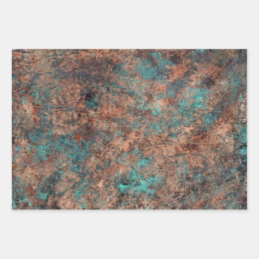 Masculine Boho Turquoise Patina Wrapping Paper She Geschenkpapier Set (Vorderseite)