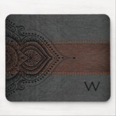 Masculine Brown & Black Leather Black Giro Lace Mousepad (Vorne)