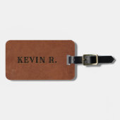 Masculine Brown Leather Textur Gepäckanhänger (Vorderseite horizontal)