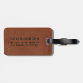 Masculine Brown Leather Textur Gepäckanhänger (Rückseite horizontal)
